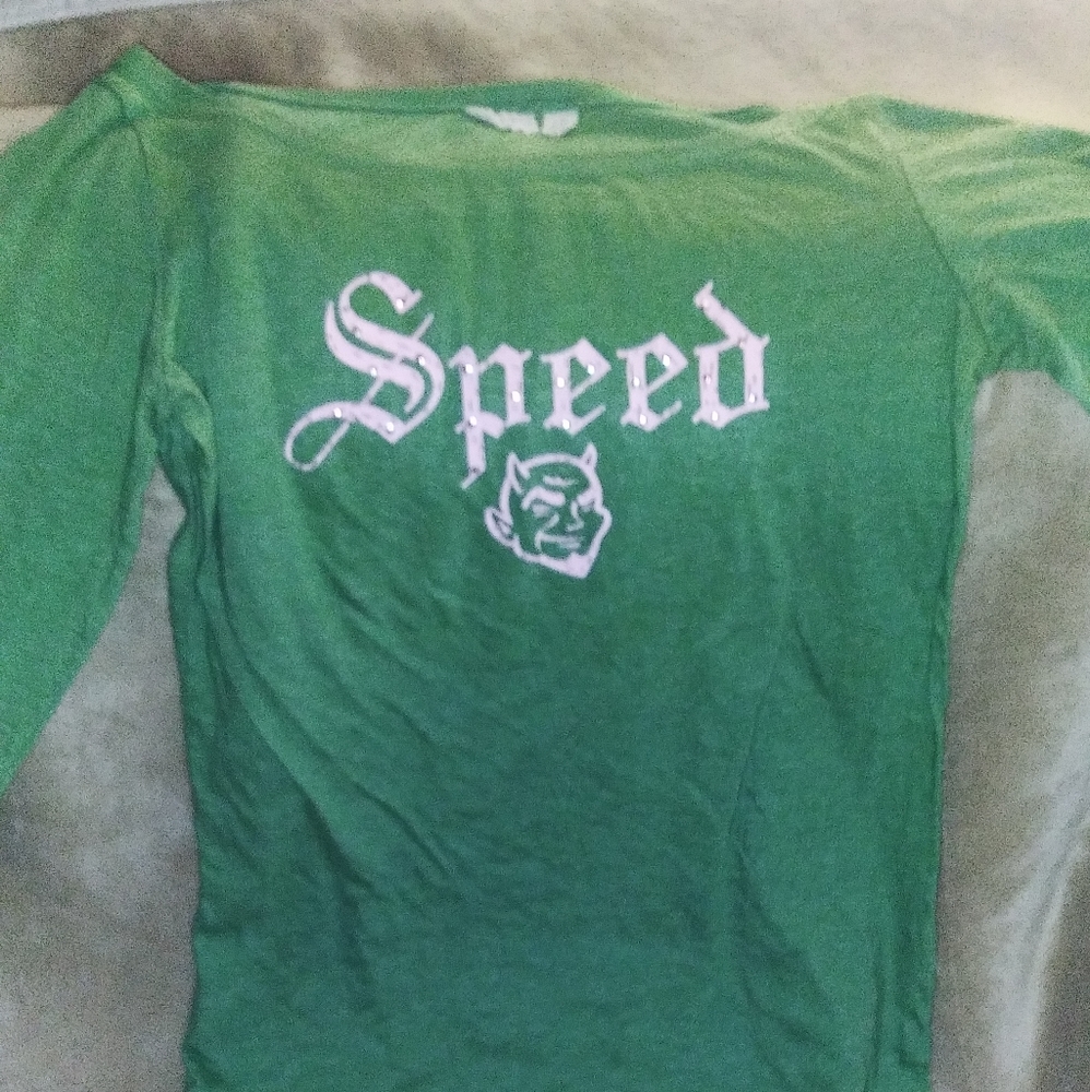 Women's American Eagle long sleeve shirt size large color green with pink